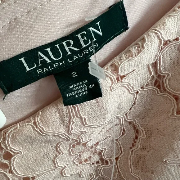 NWT RALPH LAUREN Lace Pink Rose Flutter V Neck Full-Length Evening Dress Size 2 - Picture 7 of 12